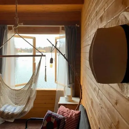 Bed&Boat Two-Story Boathouse On Lake+Boat Aluksne Exterior photo
